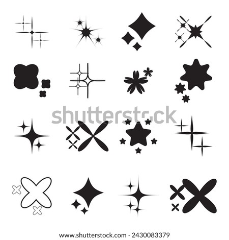 Star icons. Twinkling stars. Sparkles, Magic glint, shiny glitter,shining burst. Christmas vector symbols isolated,Rating star signs collection -Vector illustration isolated on white background.