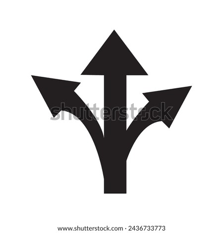 three-way direction arrow sign on white background. road direction sign, eps10