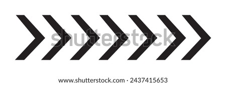 Arrow chevron symbol. Black arrows symbols set. Blend effect. Swipe sign. Vector isolated on white.