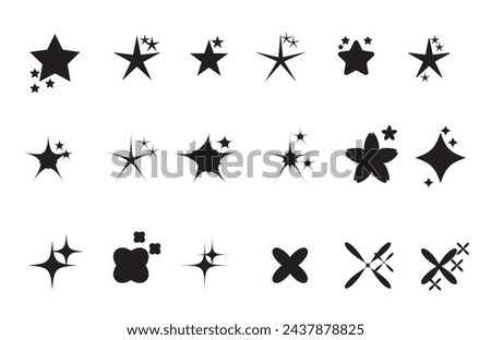 Star icons. Twinkling stars. Sparkles, Magic glint, shiny glitter,shining burst. Christmas vector symbols isolated,Rating star signs collection -Vector illustration isolated on white background. eps10