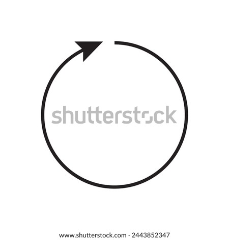 Circular, circle arrow right. Radial arrow icon, symbol. Clockwise rotate, twirl, twist concept element. Spin, vortex pointer. Whirlpool, loop cursor shape