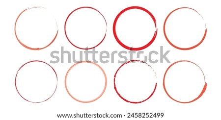 Red circle brush stroke vector isolated on white background. Red circle brush stroke. For stamp, seal, ink and paintbrush design template. Grunge hand