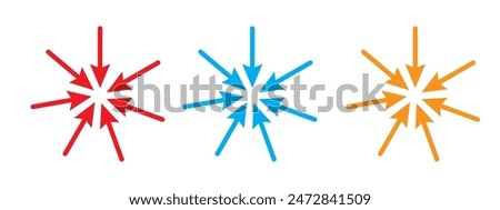 Arrows outward and arrow inward icon symbol vector illustration.