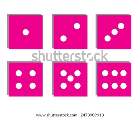 Dice icons vector template. Different numbers of dots or pips from 1 to 6. Dice playing hazard gamble. illustration