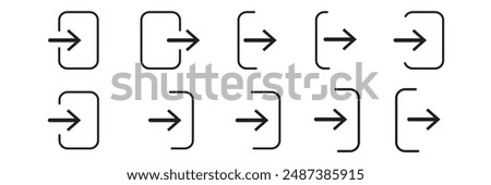 Entrance and exit vector icons. Sing in and sign out, login and logout icons isolated. Vector EPS 10