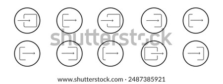 Sign out icon set. exit, quit vector symbol. output sign. account logout button. signing off icon.