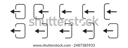 arrow Logout account icon - Enter symbol, log out icon button - arrow and door icon entry symbols in filled, thin line, outline and stroke style for apps and website