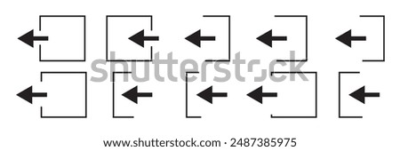 arrow Logout account icon - Enter symbol, log out icon button - arrow and door icon entry symbols in filled, thin line, outline and stroke style for apps and website
