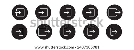 arrow Logout account icon - Enter symbol, log out icon button - arrow and door icon entry symbols in filled, thin line, outline and stroke style for apps and website