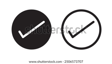 Check mark symbol, check box icon. Checkbox set with blank and checked checkbox line art vector icon for apps and websites