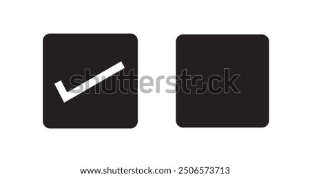 Checkbox set with blank and checked checkbox line art vector icon for apps and websites