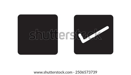 Checkbox set with blank and checked checkbox line art vector icon for apps and websites