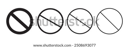 Set of black ban symbol. Set of prohibition sign. Stop symbol. black ban icon. Prohibition vector icon. No or ban black sign. No sign, empty no symbol. Editable vectors stop prohibitions sign symbol.