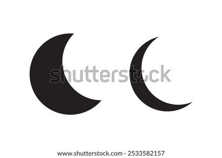 Moon icon, dark night mode icon button, night mode symbol daymode signs, Day night crescent half moon icons in filled, thin line, outline and stroke style Vector.