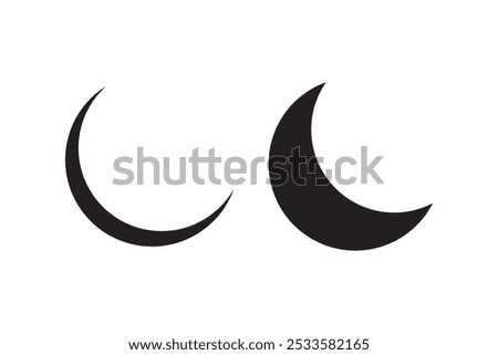 Moon icon, dark night mode icon button, night mode symbol daymode signs, Day night crescent half moon icons in filled, thin line, outline and stroke style Vector.