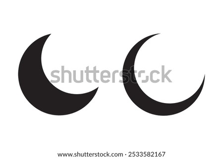 Moon icon, dark night mode icon button, night mode symbol daymode signs, Day night crescent half moon icons in filled, thin line, outline and stroke style Vector.