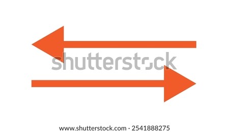 Straight long double vector arrow. Horizontal long straight arrow with two left and right pointers. Black width symbol isolated on white background