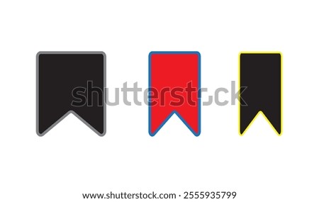 Bookmark set icon. Note, check box, mark, tick, pick, website, online, internet, literature, save. Technology concept. Vector black line icon on white background