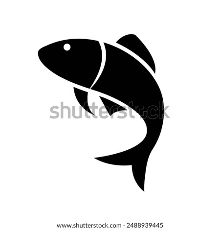 Fish icon black silhouette. Fisheries logo symbol