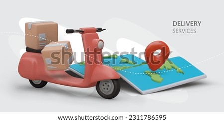 Delivery service abroad. Transport and courier services. Ground transportation. Horizontal template with isometric illustration. Landing page for website