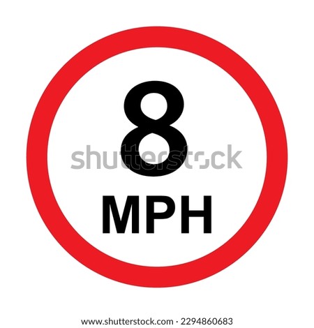 8 MPH road traffic sign icon vector for graphic design, logo, website, social media, mobile app, UI illustration
