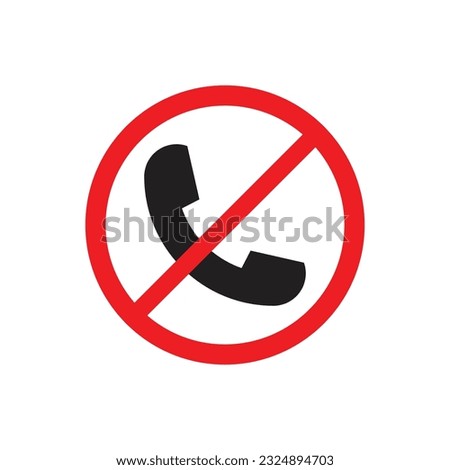 No phone sign vector flat icon. No talking and calling icon. Red cell prohibition illustration for graphic design, logo, web site, social media, mobile app, ui illustration