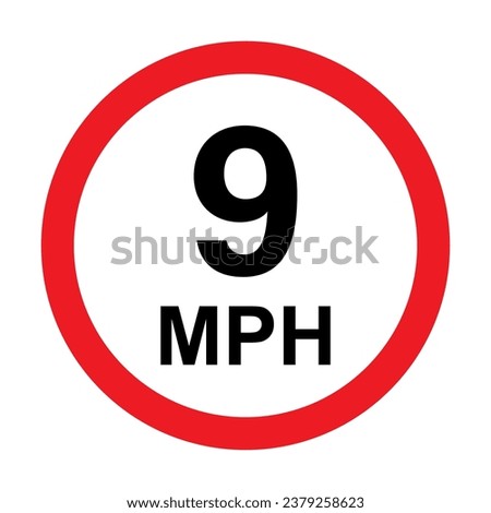 9 MPH road traffic sign icon vector for graphic design, logo, website, social media, mobile app, UI illustration