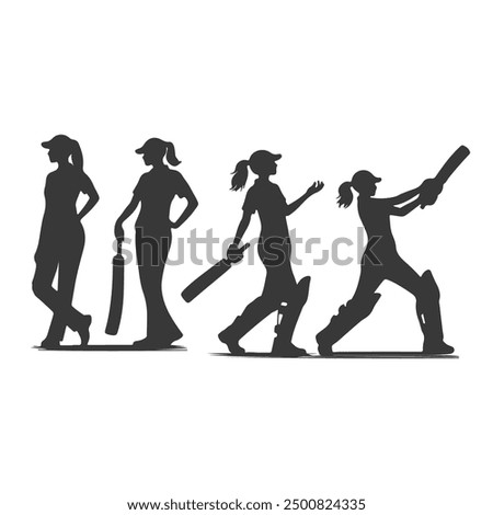 Cricket Players Silhouettes, Cricket player silhouettes Collection, Set of cricket players silhouette