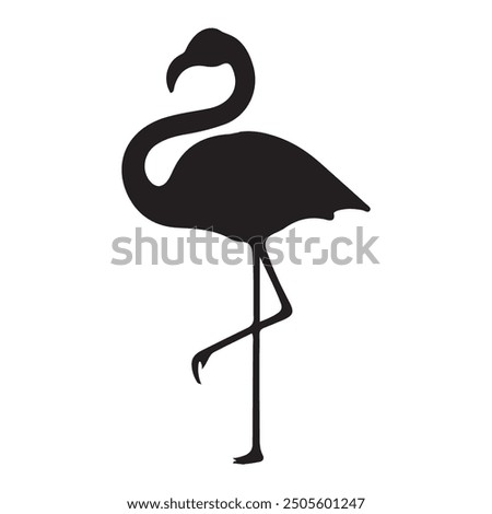 Silhouette Flamingo Birds black color only full body Flamingo Shape. Isolated. Vector illustration.