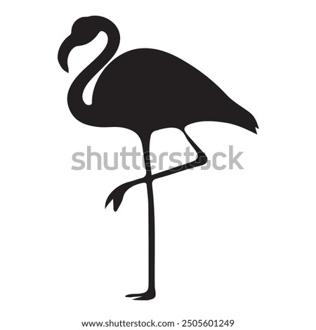 Silhouette Flamingo Birds black color only full body Flamingo Shape. Isolated. Vector illustration.