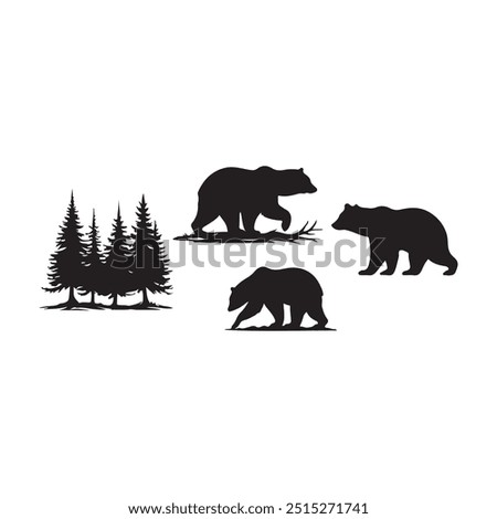 Vector bear silhouette isolated on white background Bear icon modern symbol logo, Vector illustration logo bear silhouette