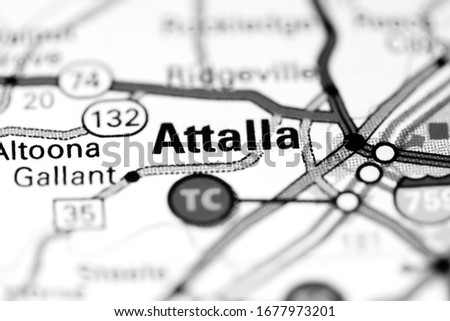 Attalla. Alabama. USA on a map Stok fotoğraf © 