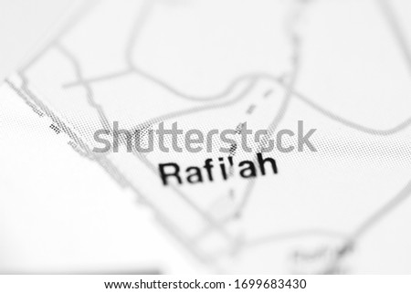 Rafi'ah on a geographical map of Israel Imagine de stoc © 