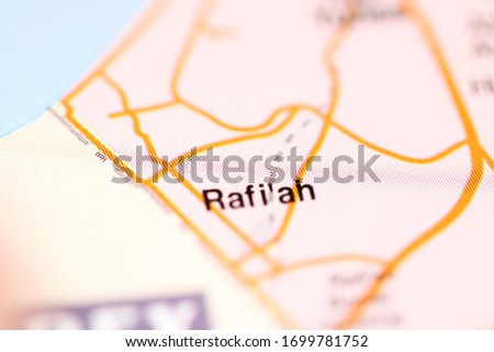 Rafi'ah on a geographical map of Israel Imagine de stoc © 