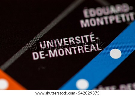 Universite-De-Montreal Station. Montreal Metro map. Imagine de stoc © 