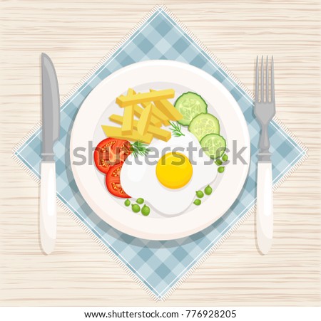 Similar – Image, Stock Photo Fried eggs with green asparagus. Fast lunch ideas, healthy breakfast, summer food.