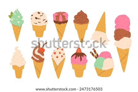 Similar – Image, Stock Photo Soft vanilla ice cream with chocolate stick