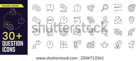 Question Stroke icon collections. Contains such Icons as Puzzle, Confused Man, Question Mark and more Editable Stroke icon collection Outline icon.