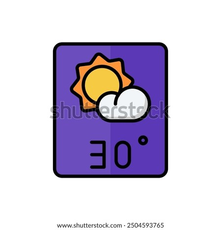 weather forecast icon vector,partly sunny icon,30 degrees celsius. Perfect for web and app interfaces, presentations, infographics, etc.