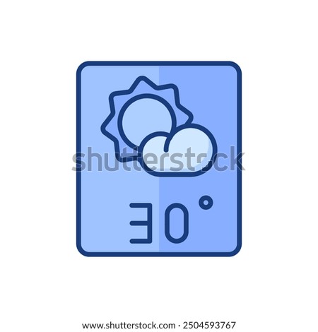 weather forecast icon vector,partly sunny icon,30 degrees celsius. Perfect for web and app interfaces, presentations, infographics, etc.