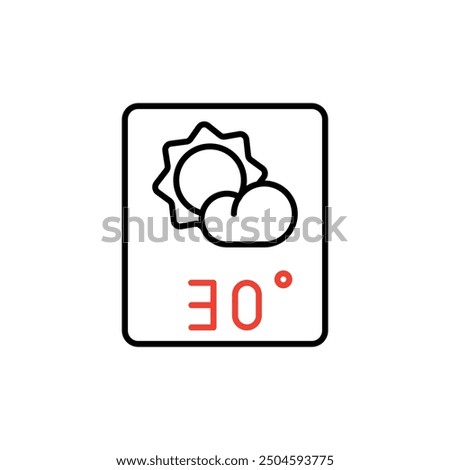 weather forecast icon vector,partly sunny icon,30 degrees celsius. Perfect for web and app interfaces, presentations, infographics, etc.