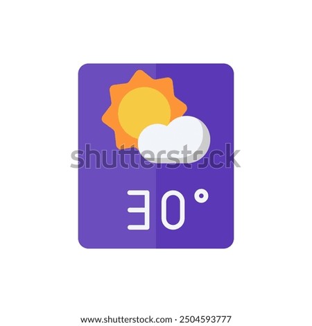 weather forecast icon vector,partly sunny icon,30 degrees celsius. Perfect for web and app interfaces, presentations, infographics, etc.