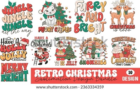 Retro Christmas  Sublimation Design Bundle