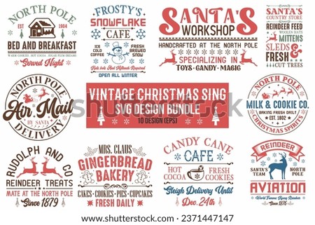 Vintage Christmas Sign SVG, Bundle
