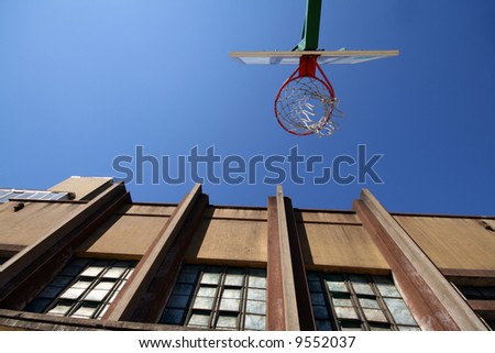 street basket (board and old building)