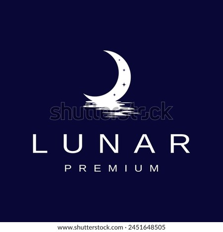 crescent moon water wave logo vector icon illustration