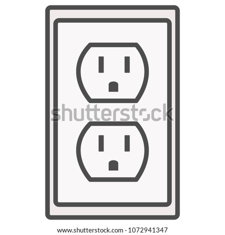 grounded power outlets symbol. white socket. electric outlet icon on white background. U.S. electric household outlet.