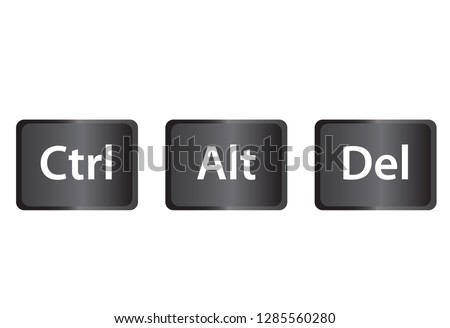 Ctrl, Alt and Del on white background. flat style. keyboard shortcut icon for your web site design, logo, app, UI. three button for fix computer symbol. Ctrl, Alt and Del Keyboard button concept.