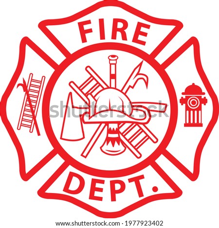 fireman emblem sign on white background. fire department symbol. firefighter’s maltese cross. flat style.