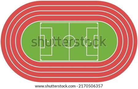 running track field icon on white background. big stadium have running track. flat style. 